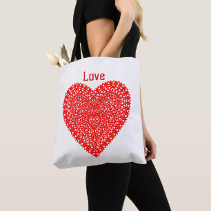 Bolso De Tela Círculos del corazón rojo brillante personalizados