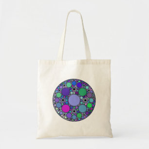 Bolso De Tela Círculos fractales en verde rosa morado