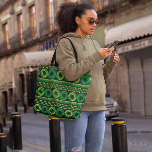 Bolso De Tela Círculos geológicos verdes