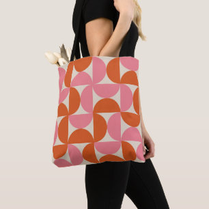 Bolso De Tela Círculos Medios de Siglo Rosa y Naranja