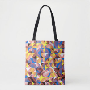 Bolso De Tela Círculos, rayas, baldosas vintage de mediados de s