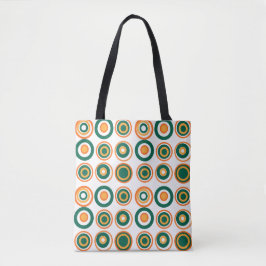 Bolso De Tela Círculos Retro Botella Naranja Verde Sobre Blanco