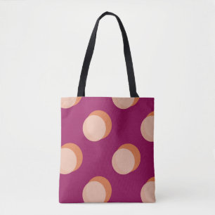 Bolso De Tela Círculos Retro y Patrón Negrita Sombras Púrpura