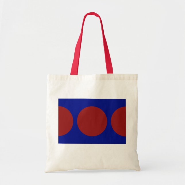 Bolso De Tela Círculos rojos sobre azul (Frente)