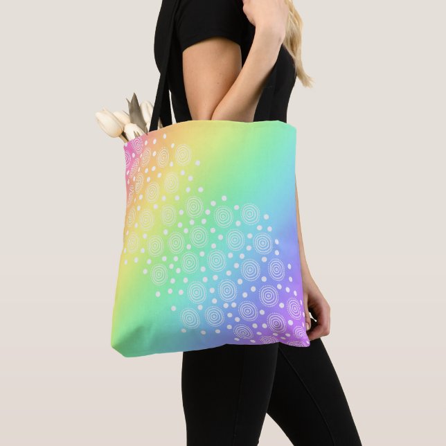 Bolso De Tela Círculos y puntos de gradiente de arcoíris (Detalle)