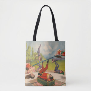 Bolso De Tela Circus Poster Mostrando Actos Acrobáticos, Circa 1
