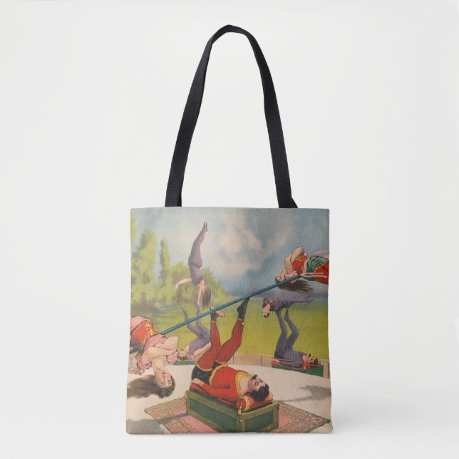 Bolso De Tela Circus Poster Mostrando Actos Acrobáticos, Circa 1 (Anverso)