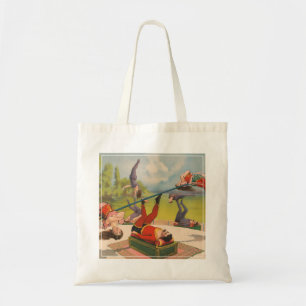 Bolso De Tela Circus Poster Mostrando Actos Acrobáticos, Circa 1