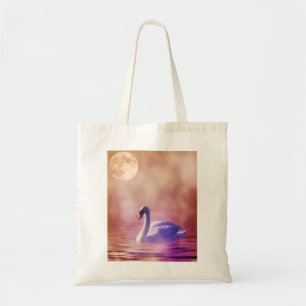 Bolso De Tela Cisne blanco flotando en un lago polvoriento