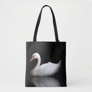 Bolso De Tela cisne blanco sobre negro