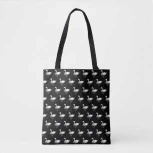 Bolso De Tela cisne blanco sobre negro