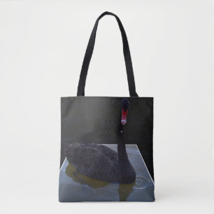 Bolso De Tela Cisne Negro Nadando En Un Estanque Dimensional,