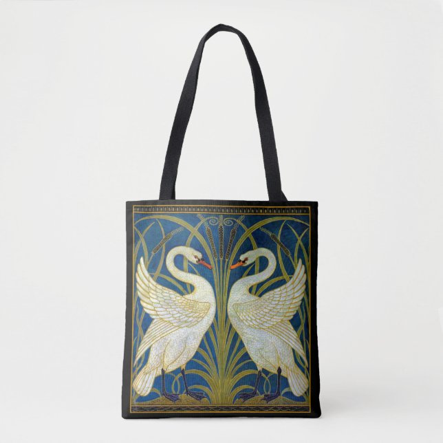 Bolso De Tela Cisnes Art Deco (Anverso)