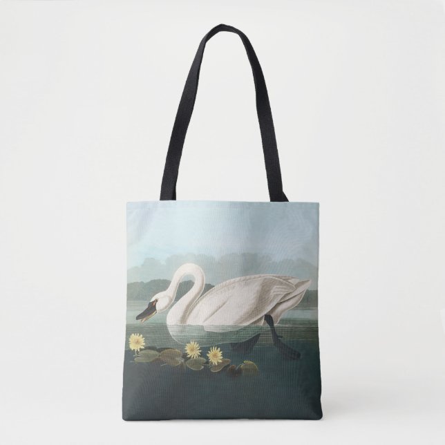 Bolso De Tela cisnes de agua blanca de cisne audubon (Anverso)