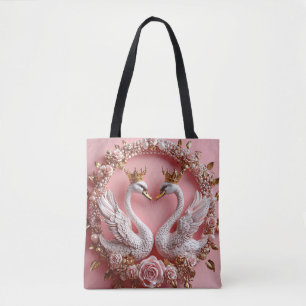 Bolso De Tela Cisnes de Boda