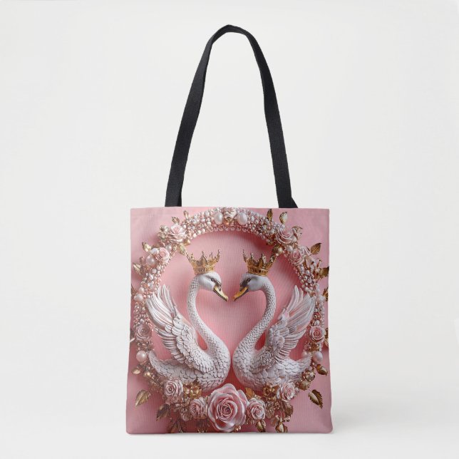 Bolso De Tela Cisnes de Boda (Anverso)