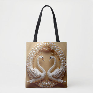 Bolso De Tela Cisnes de Boda