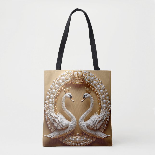 Bolso De Tela Cisnes de Boda (Anverso)