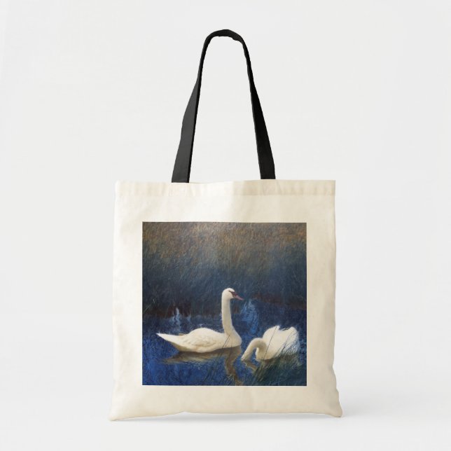 Bolso De Tela Cisnes en juncos, Bruno Liljefors (Frente)