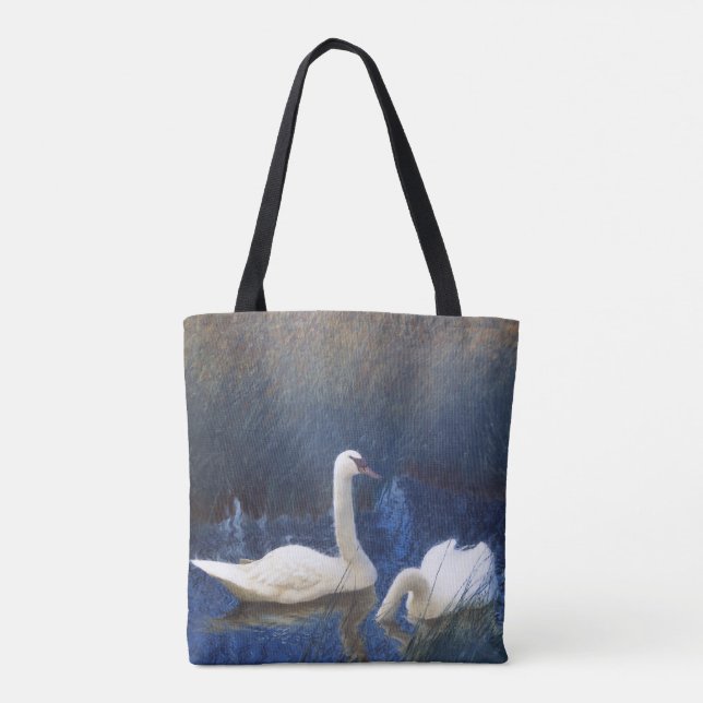 Bolso De Tela Cisnes en juncos, Bruno Liljefors (Reverso)