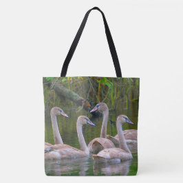 Bolso De Tela Cisnes Jóvenes Graceitosos