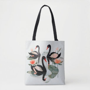 Bolso De Tela Cisnes Negros