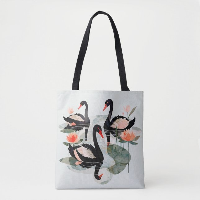 Bolso De Tela Cisnes Negros (Anverso)