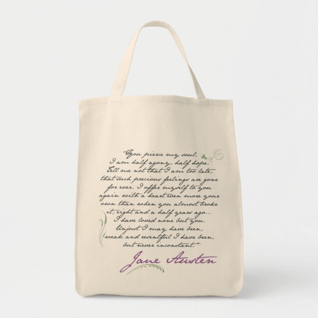 Bolso De Tela Cita #1 de la persuasión de Jane Austen (Frente)