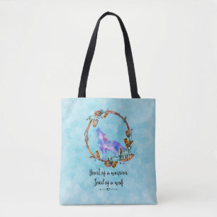 Bolso De Tela Cita con Howling Wolf en una corona de boho
