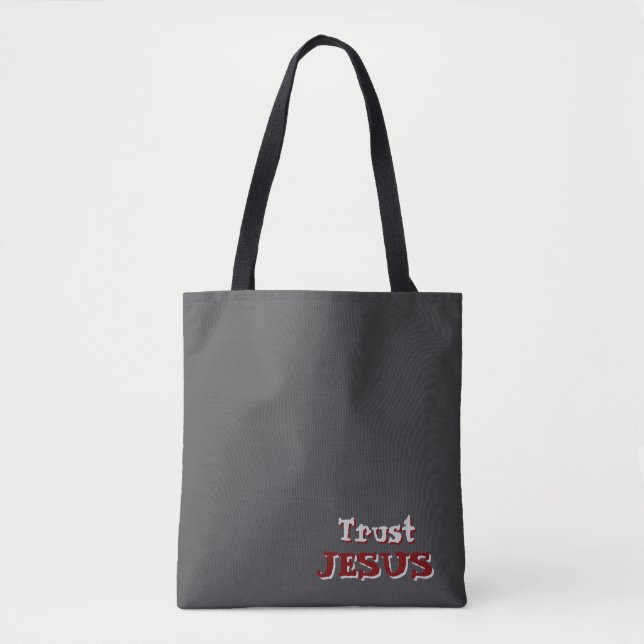 Bolso De Tela Cita cristiana "Confía en Jesús" Grey (Anverso)