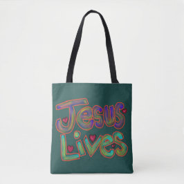 Bolso De Tela Cita cristiana 'Jesús Vive' Verde