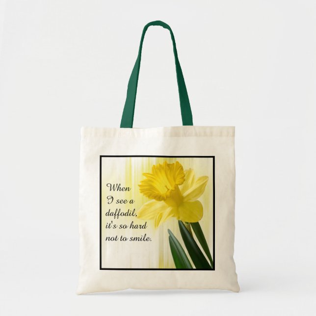 Bolso De Tela Cita: "Cuando veo un daffodil..." Foto floral (Frente)