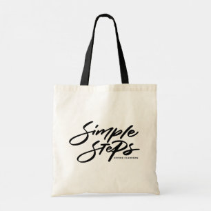 Bolso De Tela Cita de Caligrafía Moderna Pasos Simples Negros