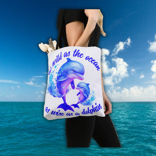 Bolso De Tela Cita de delfines de color de agua dulce