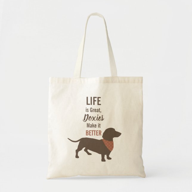 Bolso De Tela Cita de encargo de la silueta del Dachshund de (Frente)