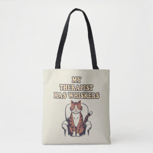 Bolso De Tela Cita de gato escueta "Mi terapeuta tiene sacudidas