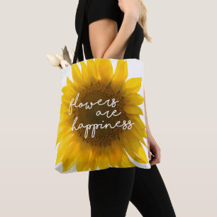 Bolso De Tela Cita de girasol "las flores son felicidad"