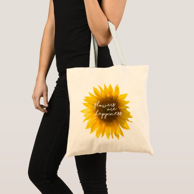 Bolso De Tela Cita de girasol "las flores son felicidad" (Anverso (producto))