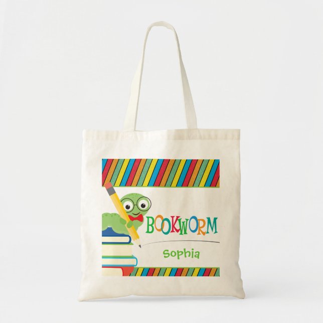 Bolso De Tela Cita de gusanos de biblioteca en libros personaliz (Frente)