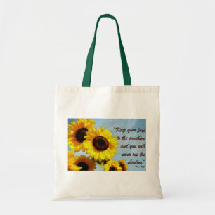 Bolso De Tela Cita de Helen Keller con el girasol