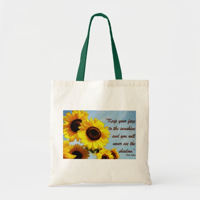 Bolso De Tela Cita de Helen Keller con el girasol (Frente)