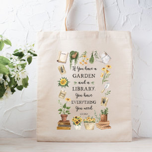 Bolso De Tela Cita de jardinería y biblioteca Girasol y hierbas