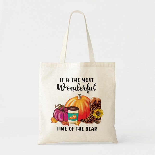 Bolso De Tela Cita De La Calabaza Del Año Otoño (Frente)