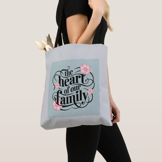 Bolso De Tela Cita de la familia Pastel Gray Heartfelt (Detalle)