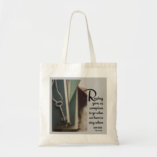 Bolso De Tela Cita de lectura gris azul para los amantes del lib (Frente)