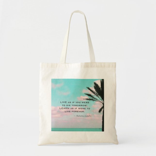 Bolso De Tela Cita de Mahatma Gandhi, playa tropical, Inspirador (Frente)
