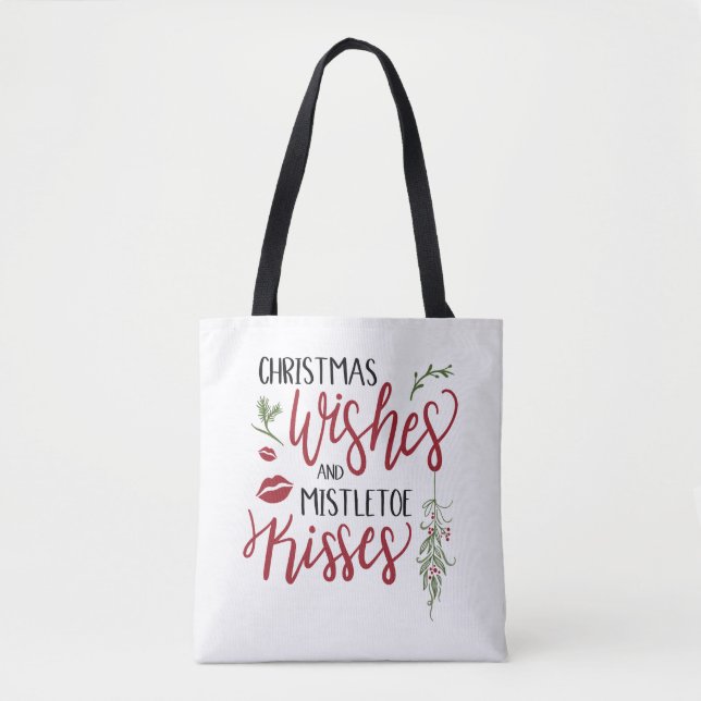 Bolso De Tela Cita de navidades y misletoe besos (Anverso)