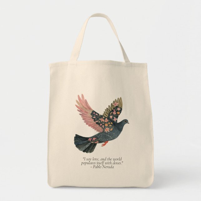 Bolso De Tela Cita de Pablo Neruda Tote Bag (Frente)
