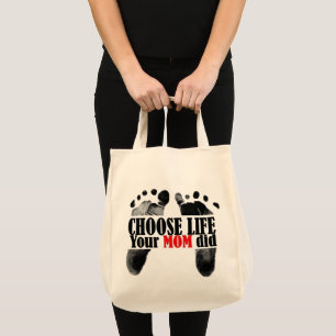 Bolso De Tela Cita de Pro-Life con huellas de bebé
