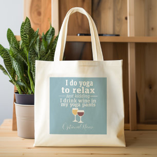 Bolso De Tela Cita de vino divertida - Bebo vino en pantalones d